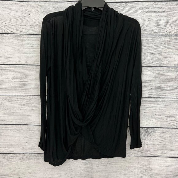 Alice+Olivia Black Drape Cardigan With Buttoned Hood OS - Picture 1 of 4